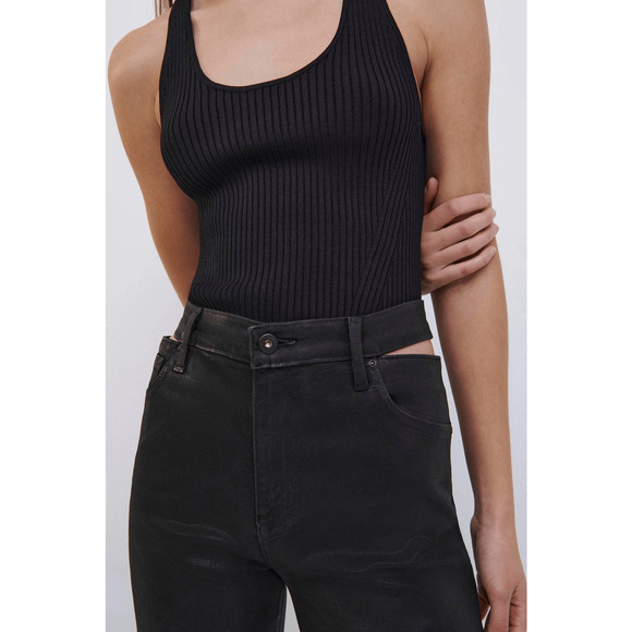 Jonathan Simkhai NWT Amelia Straight Leg Denim in Black Coated Size 29 - Picture 2 of 9